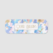 Camouflage Metallic Roze Blauw Goud Abstract Naamplaatje (Voorkant)