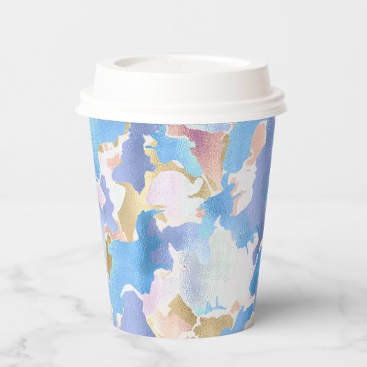 Camouflage Metallic Roze Blauw Goud Abstract Papieren Bekers (Links)