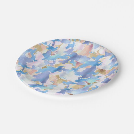 Camouflage Metallic Roze Blauw Goud Abstract Papieren Bordje (Gekanteld)