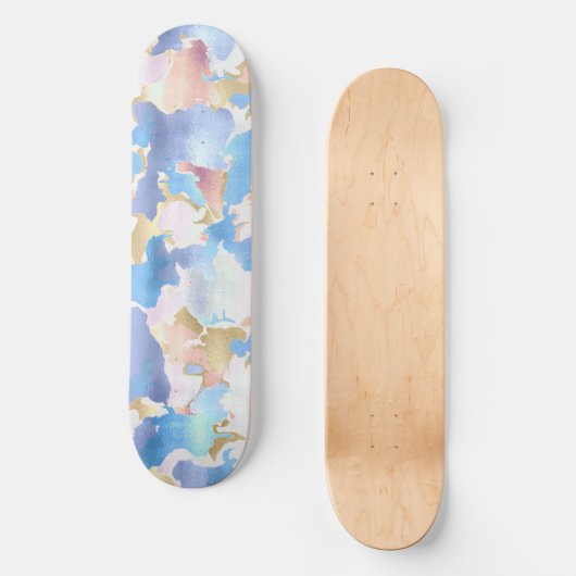 Camouflage Metallic Roze Blauw Goud Abstract Persoonlijk Skateboard (Voorkant)