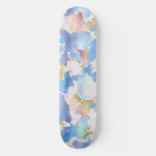 Camouflage Metallic Roze Blauw Goud Abstract Persoonlijk Skateboard (Voorkant)