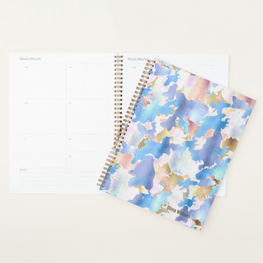 Camouflage Metallic Roze Blauw Goud Abstract Planner (Display)