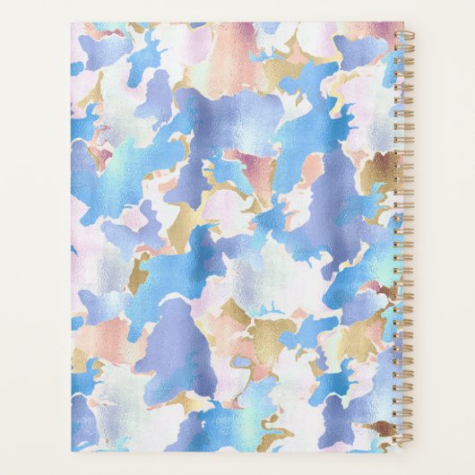 Camouflage Metallic Roze Blauw Goud Abstract Planner (Achterkant)