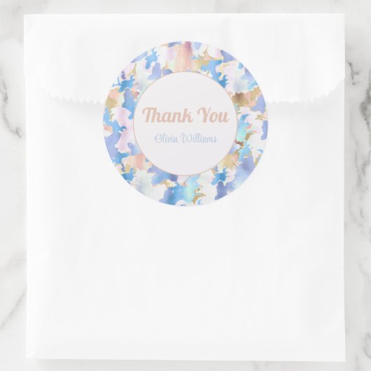 Camouflage Metallic Roze Blauw Goud Abstract Ronde Sticker (Tas)