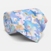 Camouflage Metallic Roze Blauw Goud Abstract Stropdas (Opgerold)