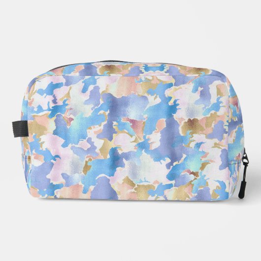 Camouflage Metallic Roze Blauw Goud Abstract Toilettasje (Voorkant)