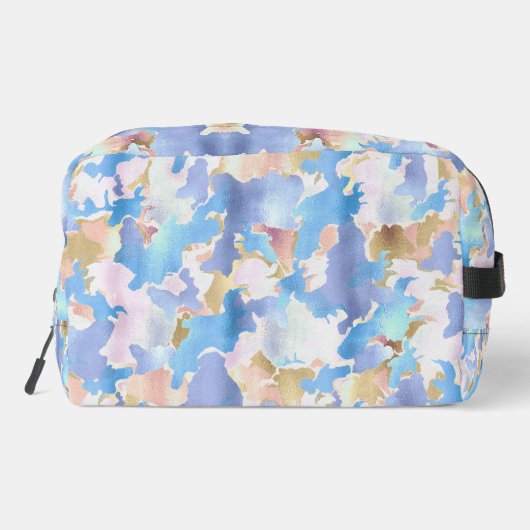 Camouflage Metallic Roze Blauw Goud Abstract Toilettasje (Achterkant)