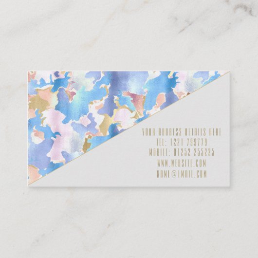 Camouflage Metallic Roze Blauw Goud Abstract Visitekaartje (Achterkant)