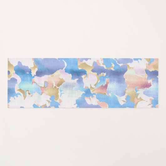 Camouflage Metallic Roze Blauw Goud Abstract Yogamat (Voorkant (horizontaal))