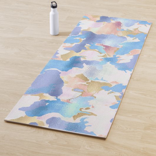 Camouflage Metallic Roze Blauw Goud Abstract Yogamat (In situ)