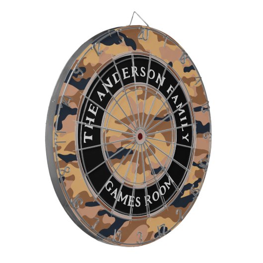 Camouflage militaire jager familienaam speelkamer dartbord (Voorkant Links)