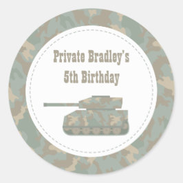 Camouflage Militaire Print Tank Leger Verjaardagsf Ronde Sticker