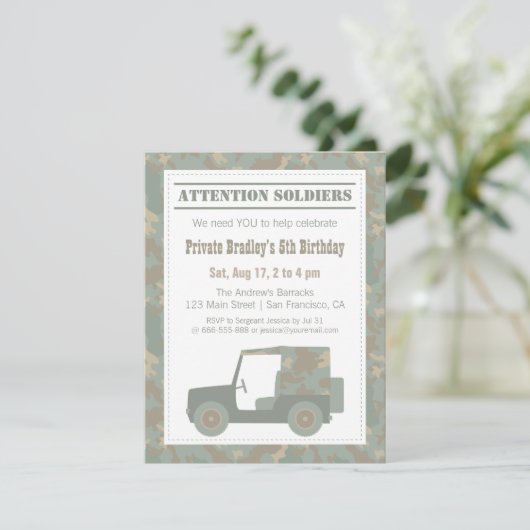 Camouflage Militaire Printlegerpartij Birthday Par Kaart (Staand voorkant)