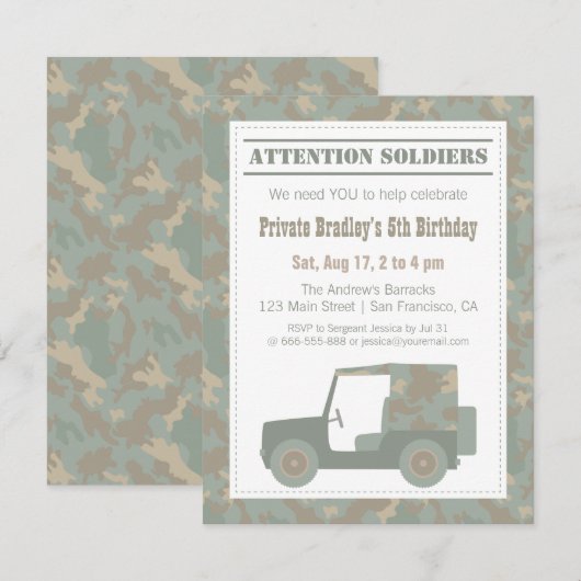 Camouflage Militaire Printlegerpartij Birthday Par Kaart (Voorkant / Achterkant)