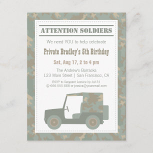 Camouflage Militaire Printlegerpartij Birthday Par Kaart