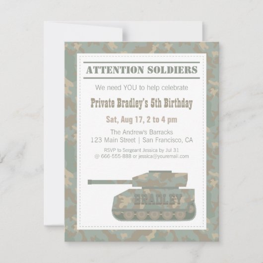 Camouflage Militaire Printlegertank - Birthday Par Kaart (Voorkant)