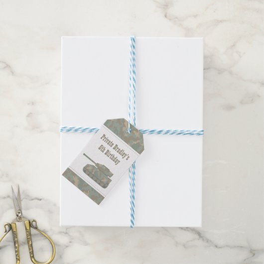 Camouflage Militaire Printtank Leger Birthday Part Cadeaulabel (Met Touw)