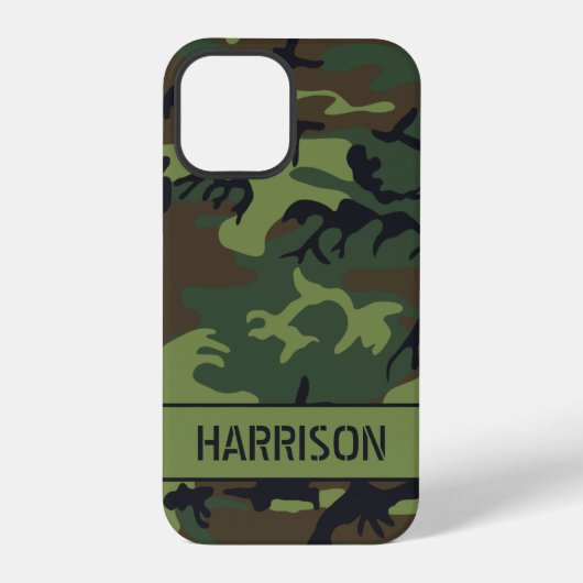 Camouflage Monogramm iPhone Hoesje (Achterkant)