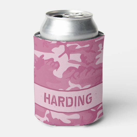 Camouflage Monogrammed Roze Blikkoeler Blikjeskoeler (Blikje Voorkant)