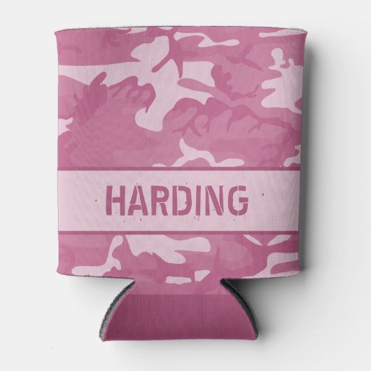 Camouflage Monogrammed Roze Koelbox Blikjeskoeler (Voorkant)