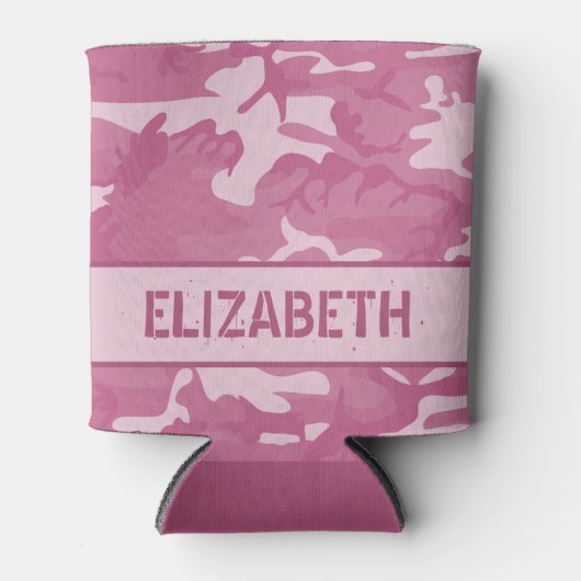 Camouflage Monogrammed Roze Koelbox Blikjeskoeler (Voorkant)