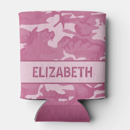 Camouflage Monogrammed Roze Koelbox Blikjeskoeler (Achterkant)