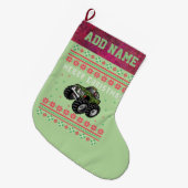 Camouflage Monster Truck Ugly KerstSweater Grote Kerstsok (Voorkant (Hangend))