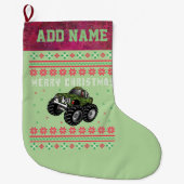 Camouflage Monster Truck Ugly KerstSweater Grote Kerstsok (Voorkant)