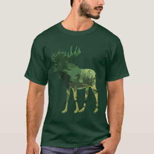 Camouflage Moose Animal Natuur kunst T-shirt