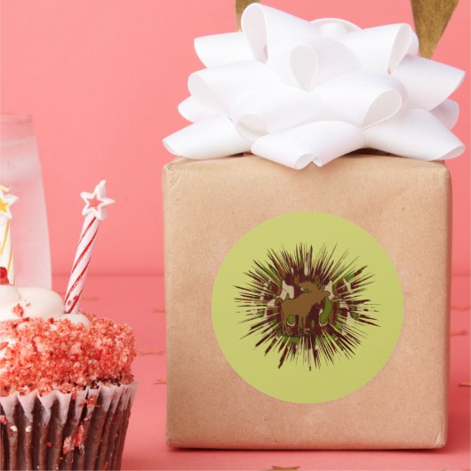 Camouflage Moose Break-out Camo Ronde Sticker (Feest)