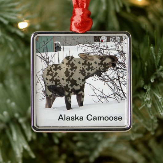 Camouflage Moose Metalen Ornament (Boom)