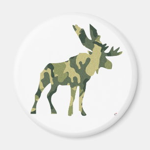 Camouflage Moose Silhouette Magneet