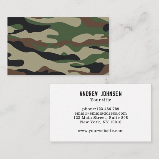 Camouflage Muster Braun  Grün Visitekaartje (Voorkant / Achterkant)
