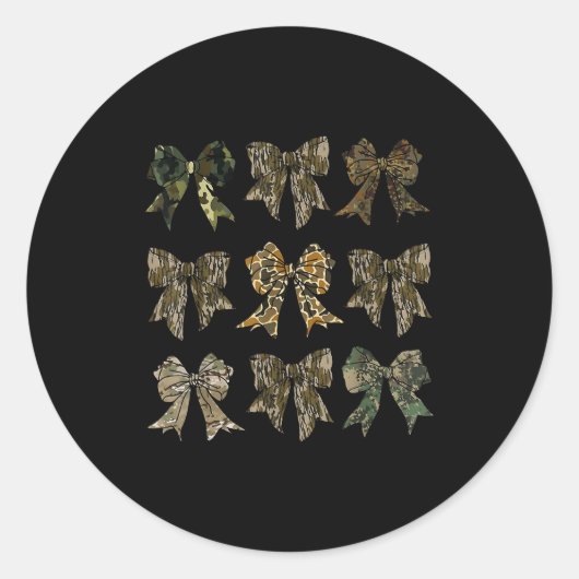 Camouflage Old Camo Bow Camo Coquette Bow Hunting  Ronde Sticker (Voorkant)