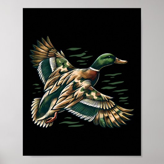 Camouflage Old School Camo Coquette Bow Duck Hunti Poster (Voorkant)