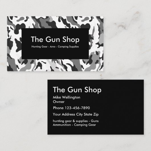 Camouflage-ontwerp voor pistool Winkelen Visitekaartje (Voorkant / Achterkant)