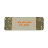 Camouflage & Oranje adreslabel Sticker (Voorkant)