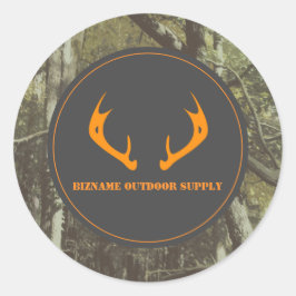 Camouflage Oranje Deer Antlers Outdoorzaken Ronde Sticker