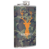Camouflage Oranje Deer Buck Hunting | Monogram Heupfles (Rechts)