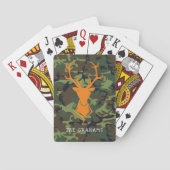 Camouflage Oranje Deer Buck Hunting | Monogram Pokerkaarten (Achterkant)