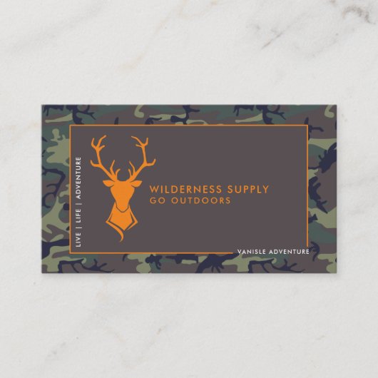 Camouflage Oranje Deer Logo Visitekaartje (Voorkant)