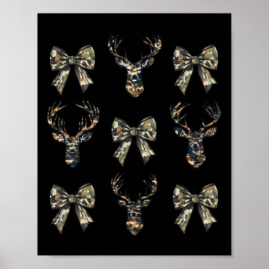 Camouflage Oude Camo Bow Camo Coquette Bow Deer Hu Poster (Voorkant)