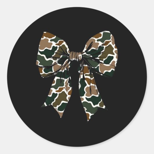 Camouflage Oude Camo Bow Camo Coquette Bow Hunting Ronde Sticker (Voorkant)
