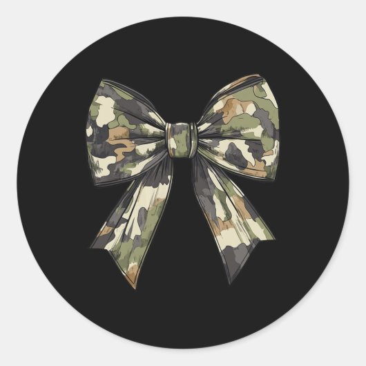 Camouflage Oude Camo Bow Camo Coquette Bow Hunting Ronde Sticker (Voorkant)