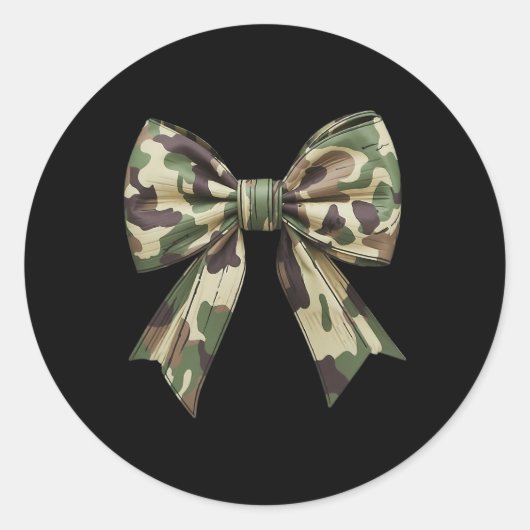 Camouflage Oude Camo Bow Camo Coquette Bow Hunting Ronde Sticker (Voorkant)