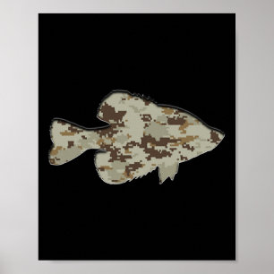 Camouflage Pan Fish Silhouette Digitale Camo Crapp Poster