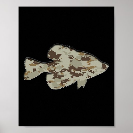 Camouflage Pan Fish Silhouette Digitale Camo Crapp Poster (Voorkant)