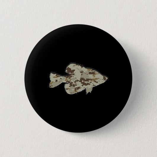 Camouflage Pan Fish Silhouette Digitale Camo Crapp Ronde Button 5,7 Cm (Voorkant)