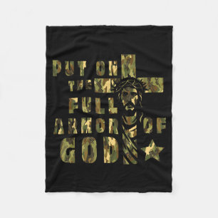 Camouflage pantser van God christenen religieuze c Fleece Deken
