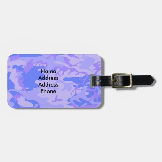 Camouflage pastel blauw Abstract patroon Bagagelabel (Voorkant horizontaal)